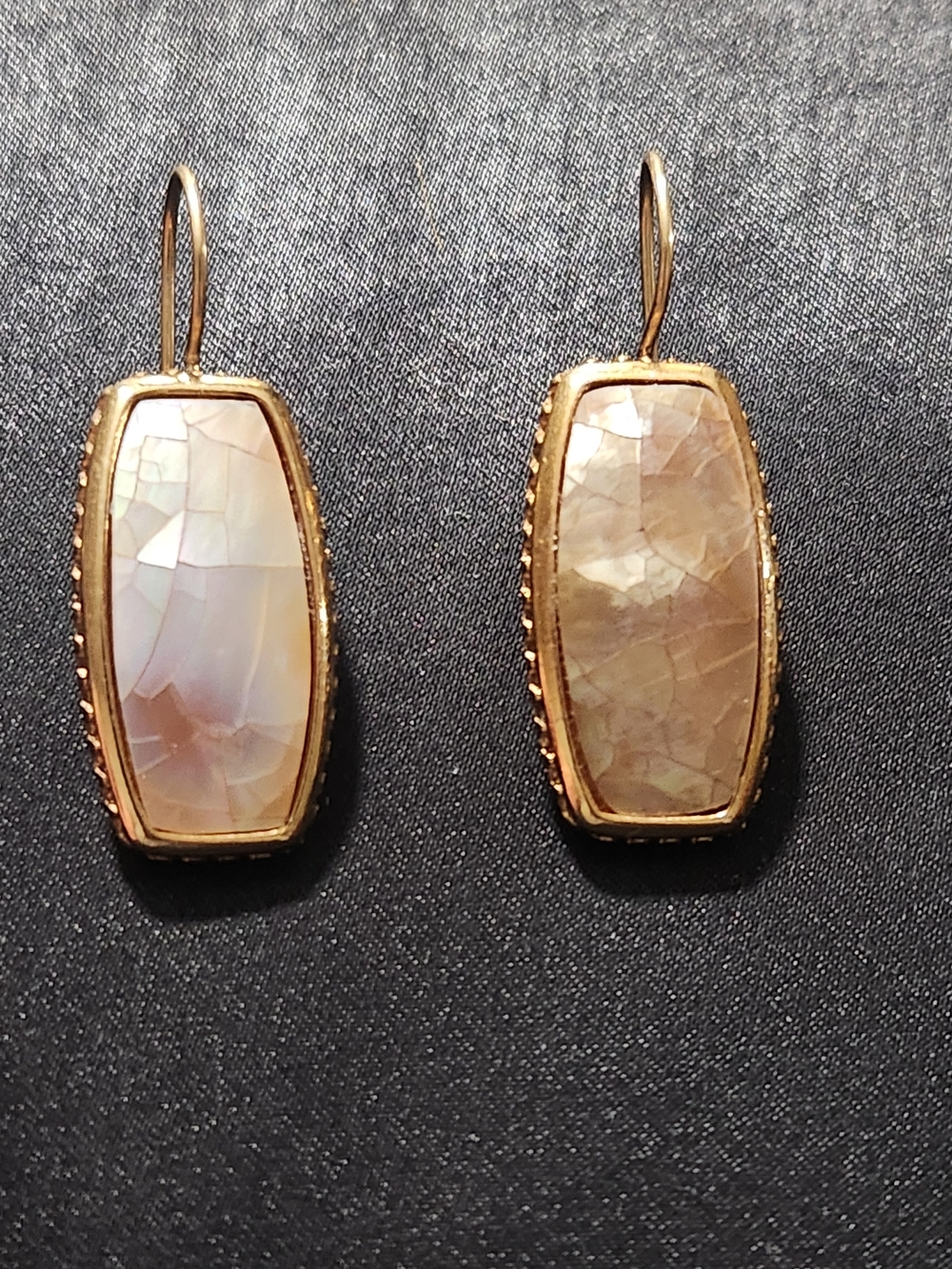 Liz Claiborne Gold-Tone Mother Of Pearl Iridescent Beige Drop Earrings